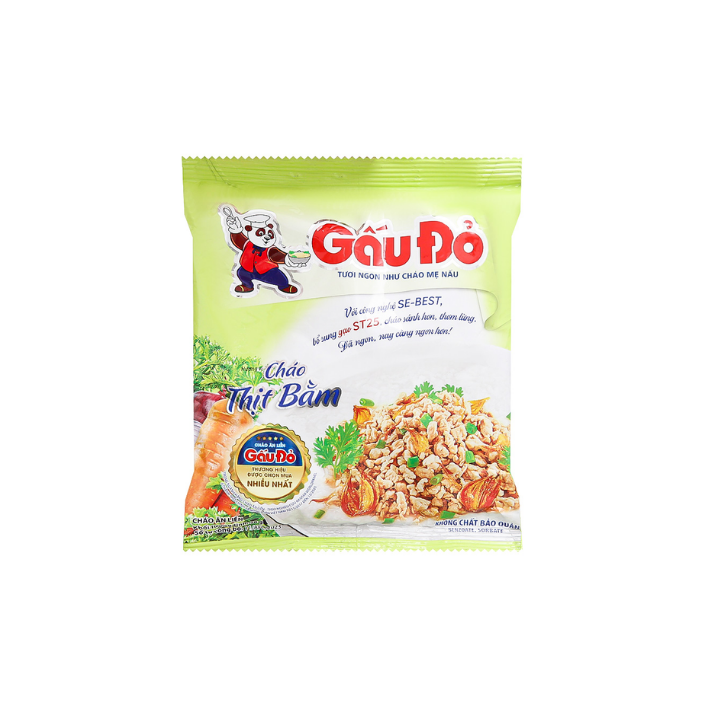 Cháo gấu đỏ thịt băm (gói) - Thùng 50 gói